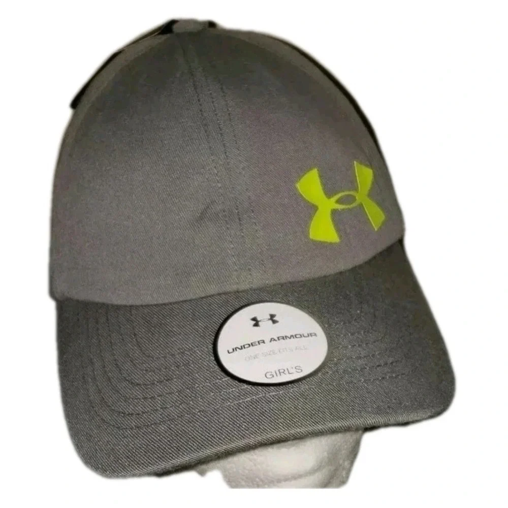 Under Armour Heatgear Youth Girls Strapback Hat Gray/Neon Green Logo NWT‎ $19.99